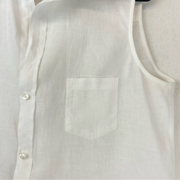 Frank & Eileen White Linen Sleeveless Blouse Shirt Size L - Picture 7 of 8